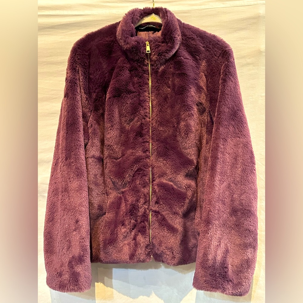 NWOT - Colleen Lopez Purple Faux Fur Bomber Style Jacket - Size Large